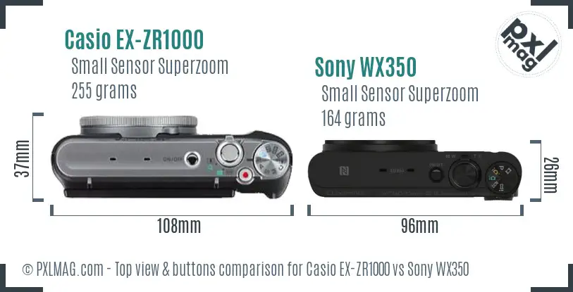 Casio EX-ZR1000 vs Sony WX350 top view buttons comparison