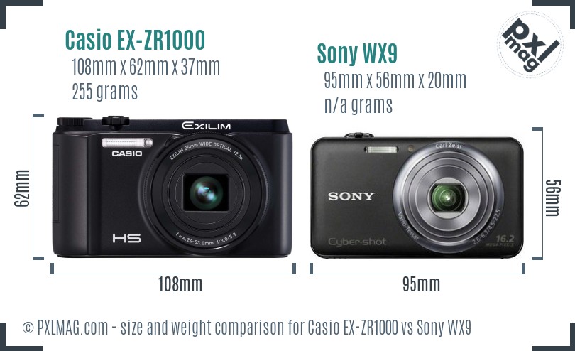 Casio EX-ZR1000 vs Sony WX9 size comparison Casio EX-ZR1000 vs Sony WX9 size comparison