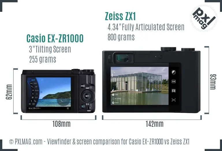 Casio EX-ZR1000 vs Zeiss ZX1 Screen and Viewfinder comparison