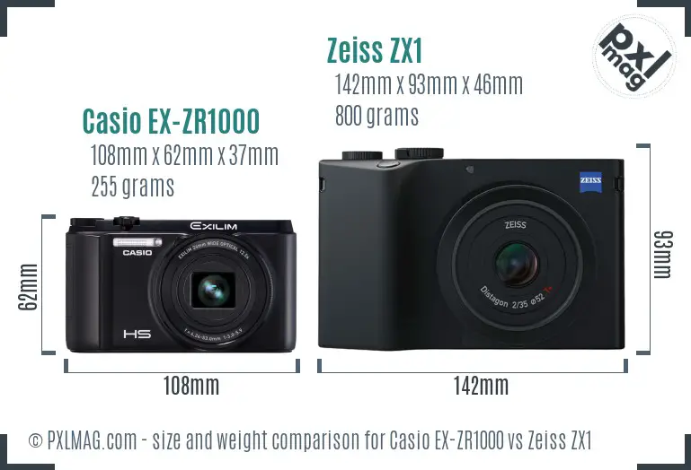 Casio EX-ZR1000 vs Zeiss ZX1 size comparison Casio EX-ZR1000 vs Zeiss ZX1 size comparison