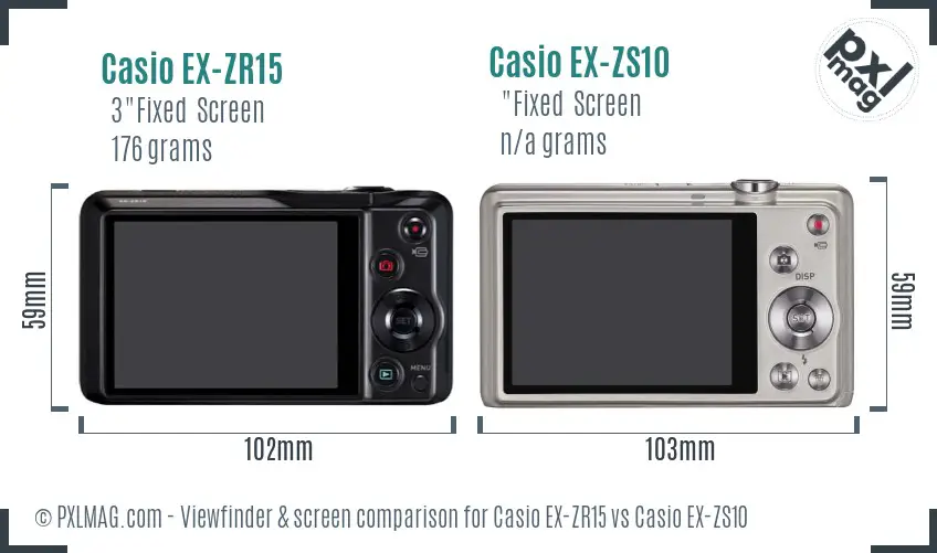 Casio EX-ZR15 vs Casio EX-ZS10 Screen and Viewfinder comparison