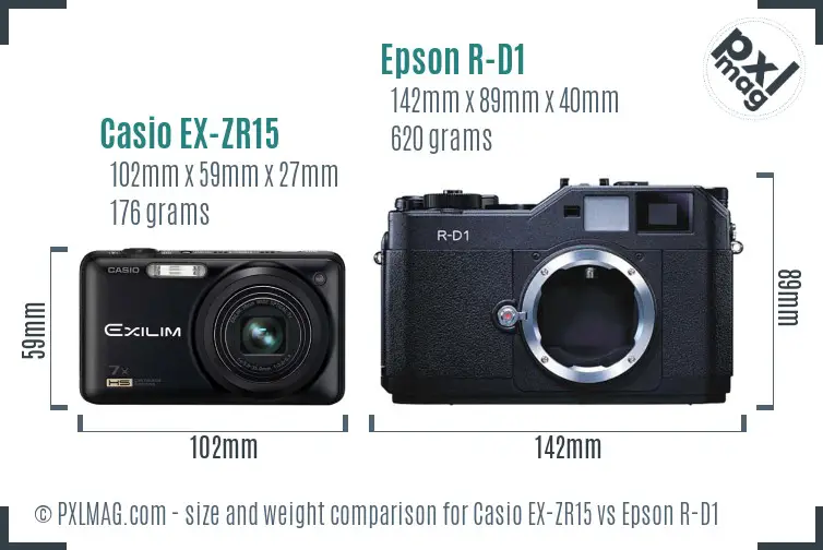 Casio EX-ZR15 vs Epson R-D1 size comparison