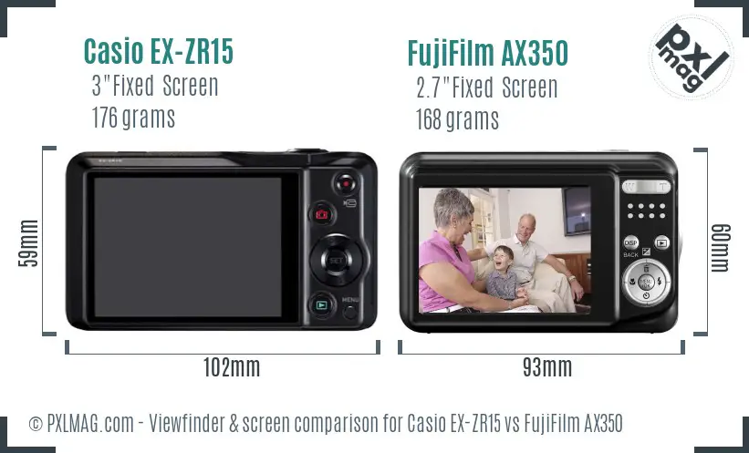 Casio EX-ZR15 vs FujiFilm AX350 Screen and Viewfinder comparison Casio EX-ZR15 vs FujiFilm AX350 Screen and Viewfinder comparison