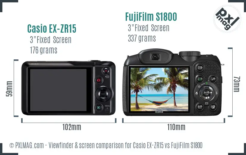 Casio EX-ZR15 vs FujiFilm S1800 Screen and Viewfinder comparison Casio EX-ZR15 vs FujiFilm S1800 Screen and Viewfinder comparison