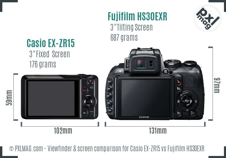 Casio EX-ZR15 vs Fujifilm HS30EXR Screen and Viewfinder comparison Casio EX-ZR15 vs Fujifilm HS30EXR Screen and Viewfinder comparison
