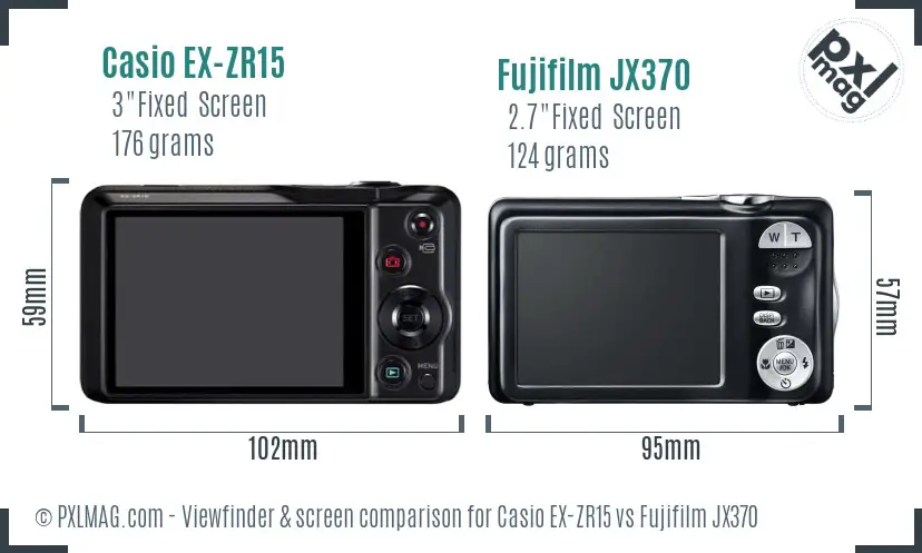 Casio EX-ZR15 vs Fujifilm JX370 Screen and Viewfinder comparison