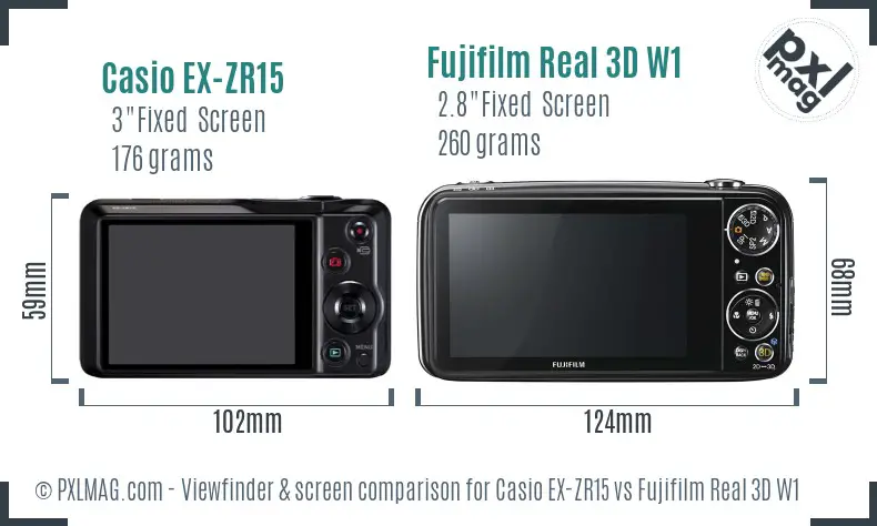 Casio EX-ZR15 vs Fujifilm Real 3D W1 Screen and Viewfinder comparison Casio EX-ZR15 vs Fujifilm Real 3D W1 Screen and Viewfinder comparison
