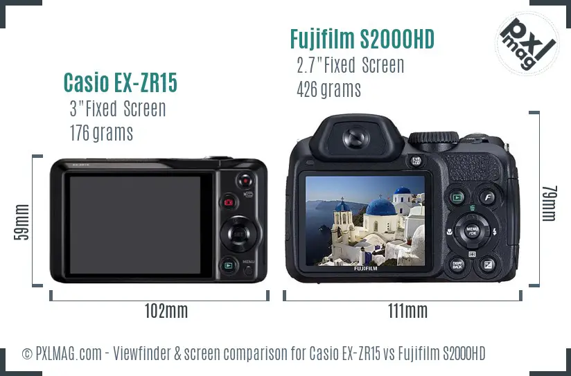 Casio EX-ZR15 vs Fujifilm S2000HD Screen and Viewfinder comparison Casio EX-ZR15 vs Fujifilm S2000HD Screen and Viewfinder comparison