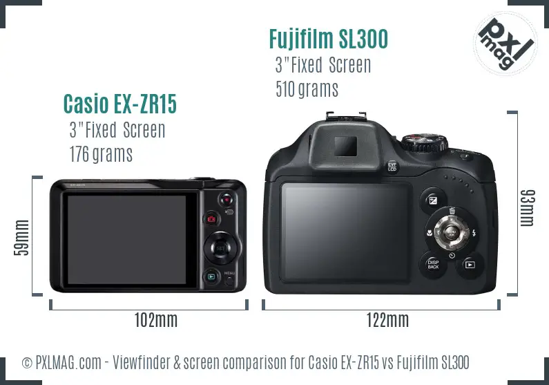 Casio EX-ZR15 vs Fujifilm SL300 Screen and Viewfinder comparison Casio EX-ZR15 vs Fujifilm SL300 Screen and Viewfinder comparison