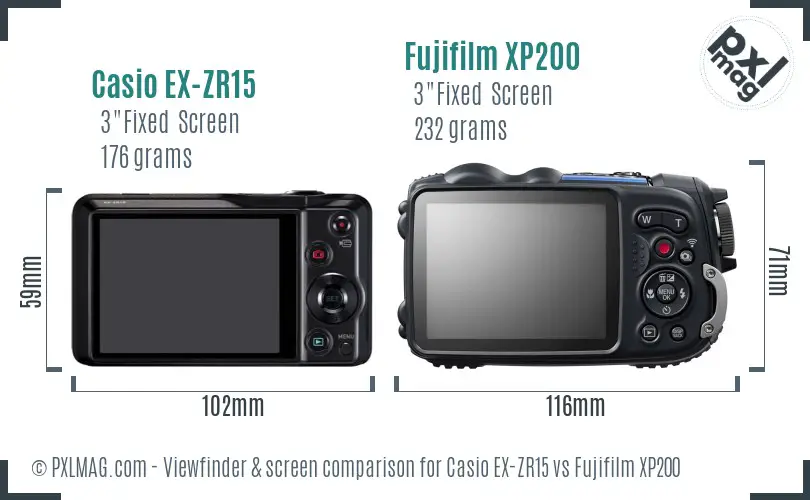Casio EX-ZR15 vs Fujifilm XP200 Screen and Viewfinder comparison Casio EX-ZR15 vs Fujifilm XP200 Screen and Viewfinder comparison