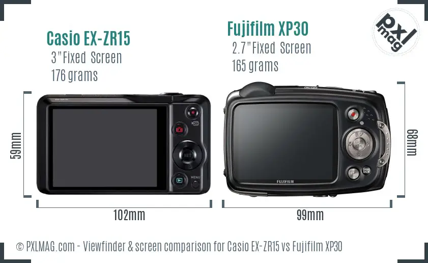 Casio EX-ZR15 vs Fujifilm XP30 Screen and Viewfinder comparison Casio EX-ZR15 vs Fujifilm XP30 Screen and Viewfinder comparison