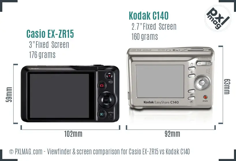 Casio EX-ZR15 vs Kodak C140 Screen and Viewfinder comparison Casio EX-ZR15 vs Kodak C140 Screen and Viewfinder comparison