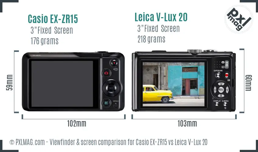 Casio EX-ZR15 vs Leica V-Lux 20 Screen and Viewfinder comparison Casio EX-ZR15 vs Leica V-Lux 20 Screen and Viewfinder comparison