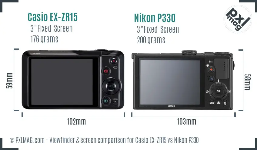 Casio EX-ZR15 vs Nikon P330 Screen and Viewfinder comparison Casio EX-ZR15 vs Nikon P330 Screen and Viewfinder comparison