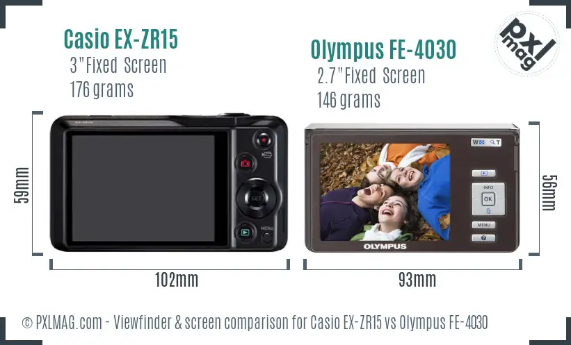 Casio EX-ZR15 vs Olympus FE-4030 Screen and Viewfinder comparison Casio EX-ZR15 vs Olympus FE-4030 Screen and Viewfinder comparison