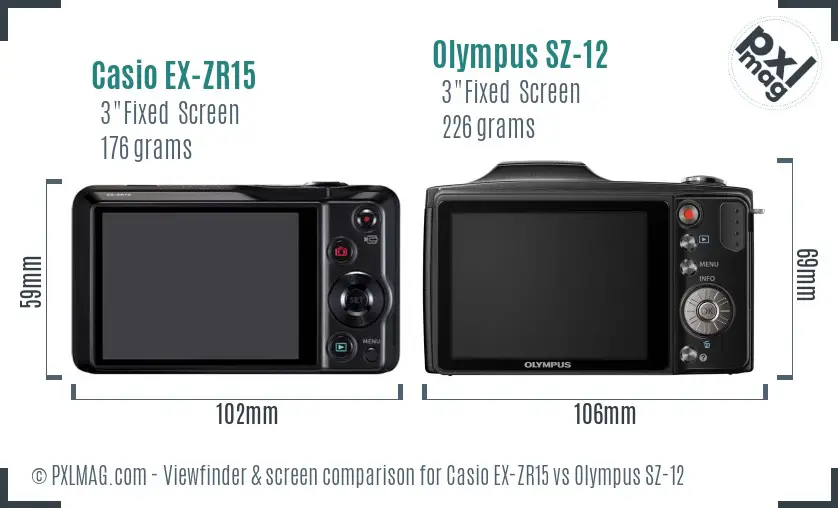 Casio EX-ZR15 vs Olympus SZ-12 Screen and Viewfinder comparison Casio EX-ZR15 vs Olympus SZ-12 Screen and Viewfinder comparison