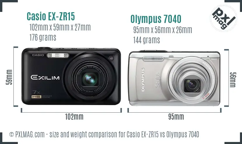 Casio EX-ZR15 vs Olympus 7040 size comparison