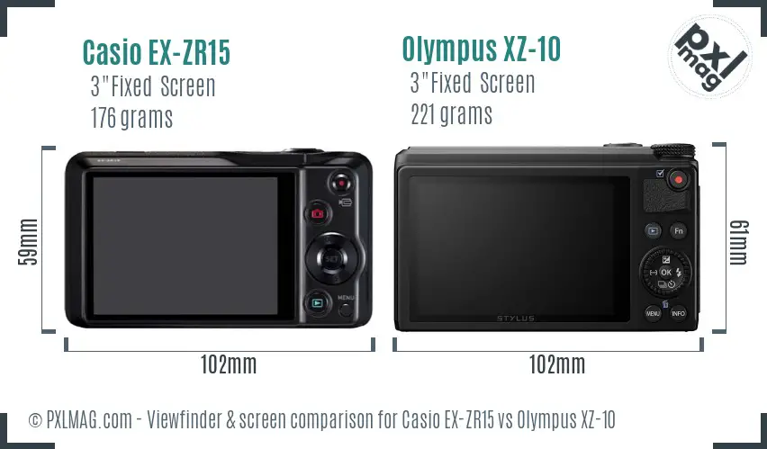 Casio EX-ZR15 vs Olympus XZ-10 Screen and Viewfinder comparison Casio EX-ZR15 vs Olympus XZ-10 Screen and Viewfinder comparison