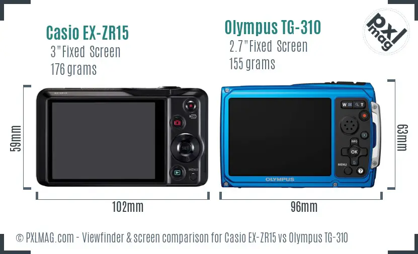 Casio EX-ZR15 vs Olympus TG-310 Screen and Viewfinder comparison Casio EX-ZR15 vs Olympus TG-310 Screen and Viewfinder comparison