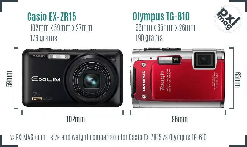 Casio EX-ZR15 vs Olympus TG-610 size comparison