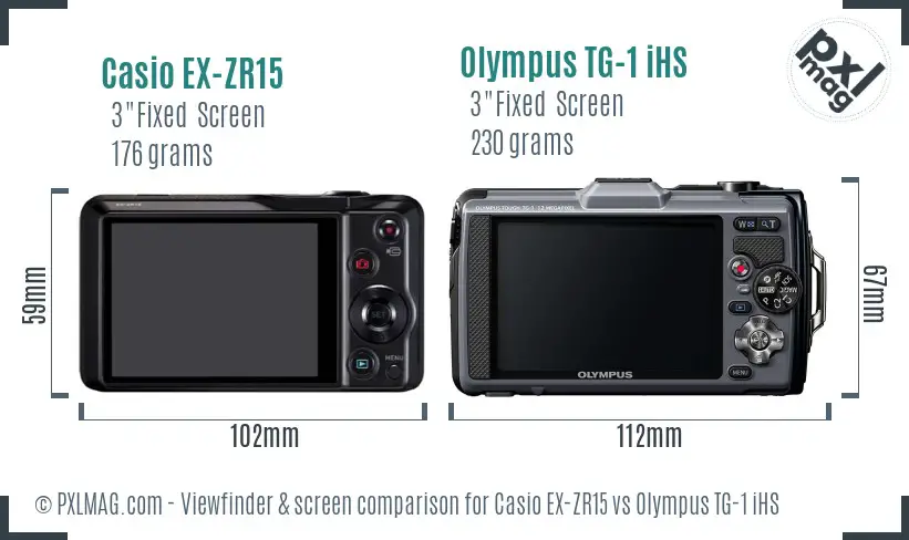 Casio EX-ZR15 vs Olympus TG-1 iHS Screen and Viewfinder comparison