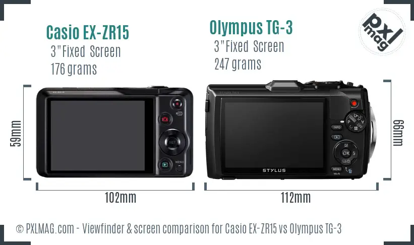 Casio EX-ZR15 vs Olympus TG-3 Screen and Viewfinder comparison Casio EX-ZR15 vs Olympus TG-3 Screen and Viewfinder comparison