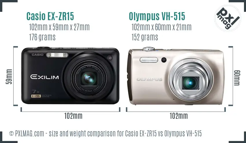 Casio EX-ZR15 vs Olympus VH-515 size comparison