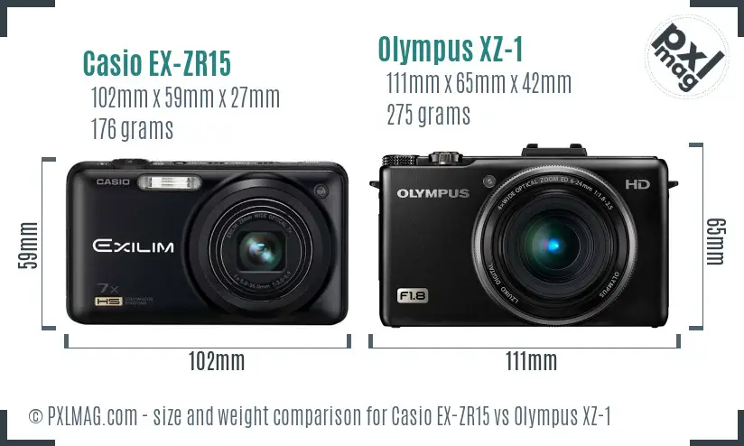 Casio EX-ZR15 vs Olympus XZ-1 size comparison