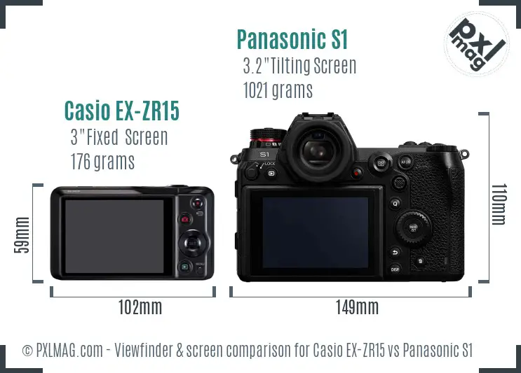 Casio EX-ZR15 vs Panasonic S1 Screen and Viewfinder comparison Casio EX-ZR15 vs Panasonic S1 Screen and Viewfinder comparison