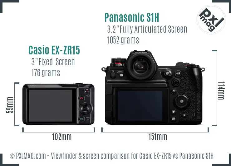 Casio EX-ZR15 vs Panasonic S1H Screen and Viewfinder comparison