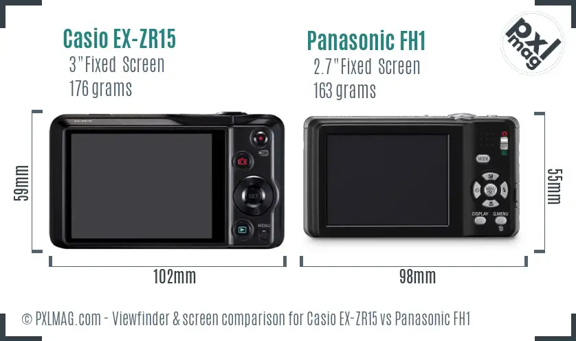 Casio EX-ZR15 vs Panasonic FH1 Screen and Viewfinder comparison Casio EX-ZR15 vs Panasonic FH1 Screen and Viewfinder comparison