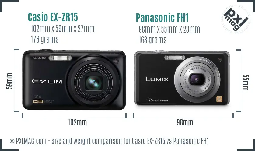 Casio EX-ZR15 vs Panasonic FH1 size comparison Casio EX-ZR15 vs Panasonic FH1 size comparison