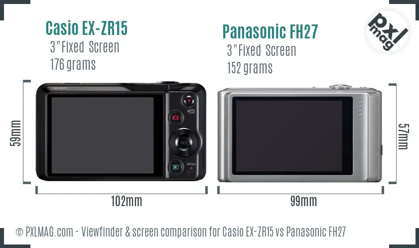 Casio EX-ZR15 vs Panasonic FH27 Screen and Viewfinder comparison Casio EX-ZR15 vs Panasonic FH27 Screen and Viewfinder comparison