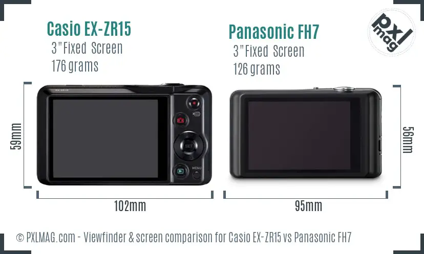 Casio EX-ZR15 vs Panasonic FH7 Screen and Viewfinder comparison