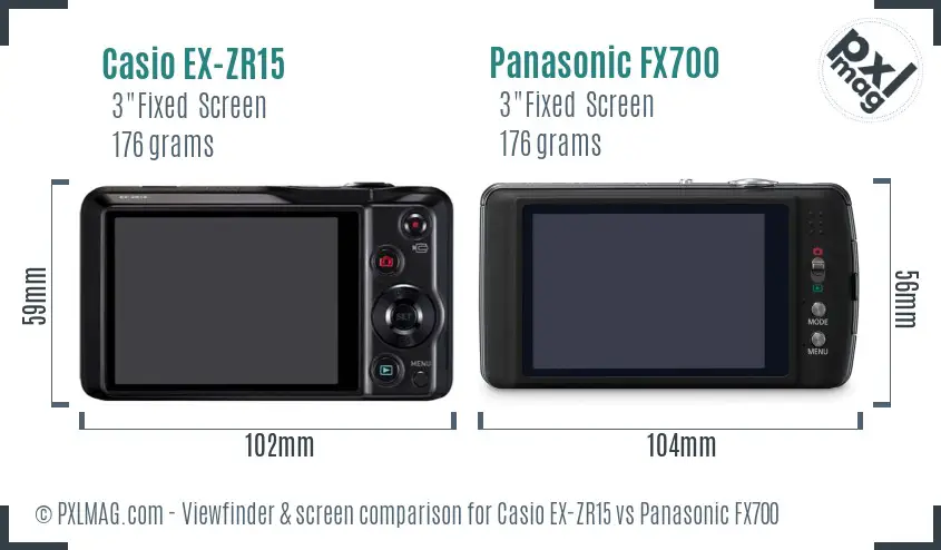 Casio EX-ZR15 vs Panasonic FX700 Screen and Viewfinder comparison Casio EX-ZR15 vs Panasonic FX700 Screen and Viewfinder comparison