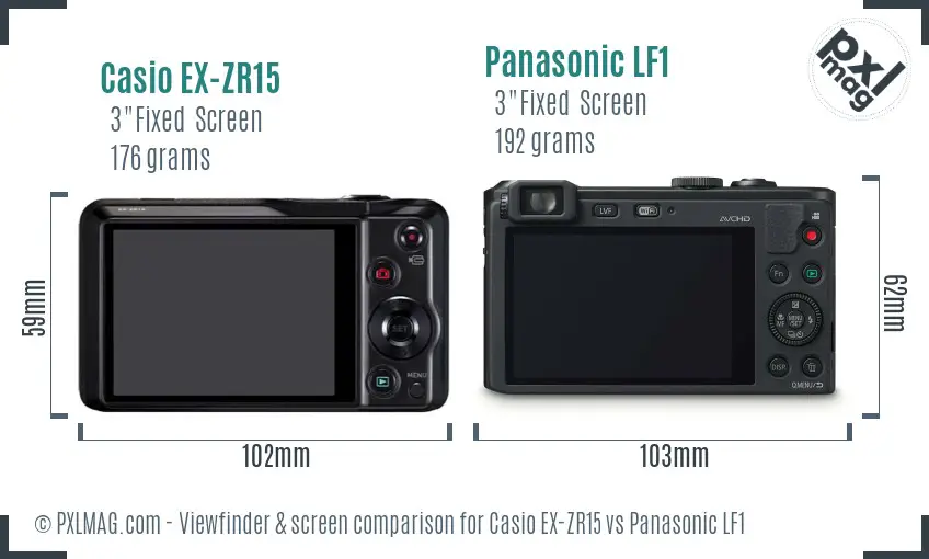 Casio EX-ZR15 vs Panasonic LF1 Screen and Viewfinder comparison