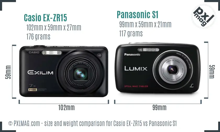 Casio EX-ZR15 vs Panasonic S1 size comparison