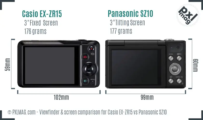 Casio EX-ZR15 vs Panasonic SZ10 Screen and Viewfinder comparison Casio EX-ZR15 vs Panasonic SZ10 Screen and Viewfinder comparison
