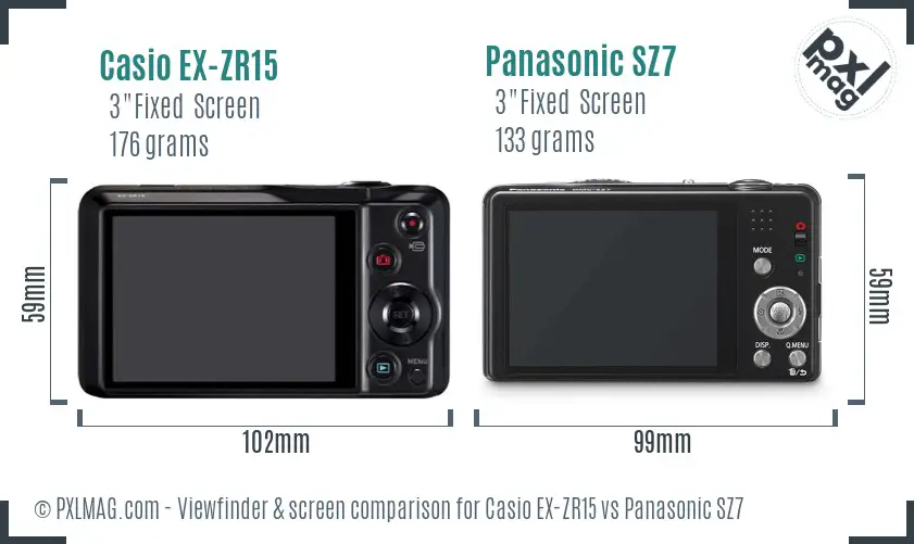 Casio EX-ZR15 vs Panasonic SZ7 Screen and Viewfinder comparison Casio EX-ZR15 vs Panasonic SZ7 Screen and Viewfinder comparison