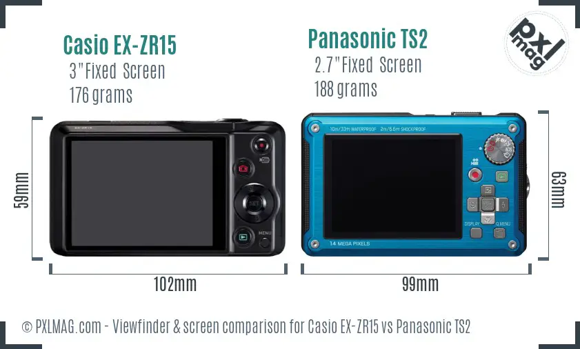Casio EX-ZR15 vs Panasonic TS2 Screen and Viewfinder comparison Casio EX-ZR15 vs Panasonic TS2 Screen and Viewfinder comparison