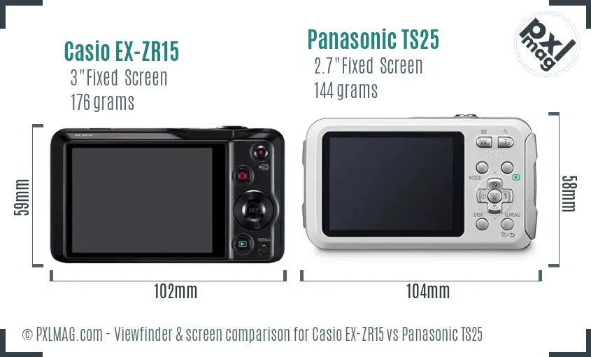 Casio EX-ZR15 vs Panasonic TS25 Screen and Viewfinder comparison Casio EX-ZR15 vs Panasonic TS25 Screen and Viewfinder comparison
