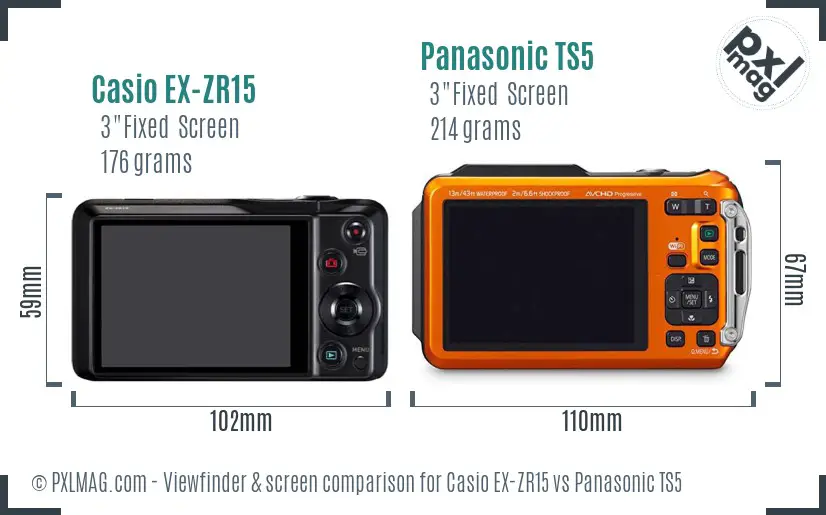 Casio EX-ZR15 vs Panasonic TS5 Screen and Viewfinder comparison Casio EX-ZR15 vs Panasonic TS5 Screen and Viewfinder comparison