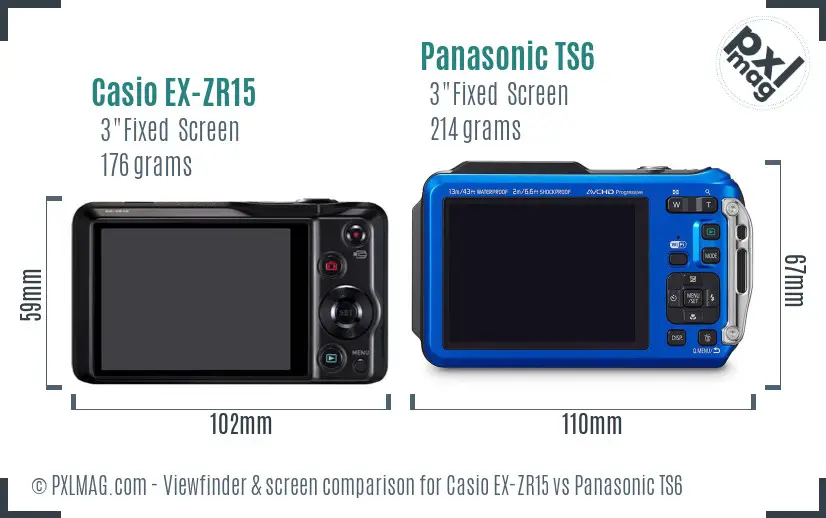 Casio EX-ZR15 vs Panasonic TS6 Screen and Viewfinder comparison