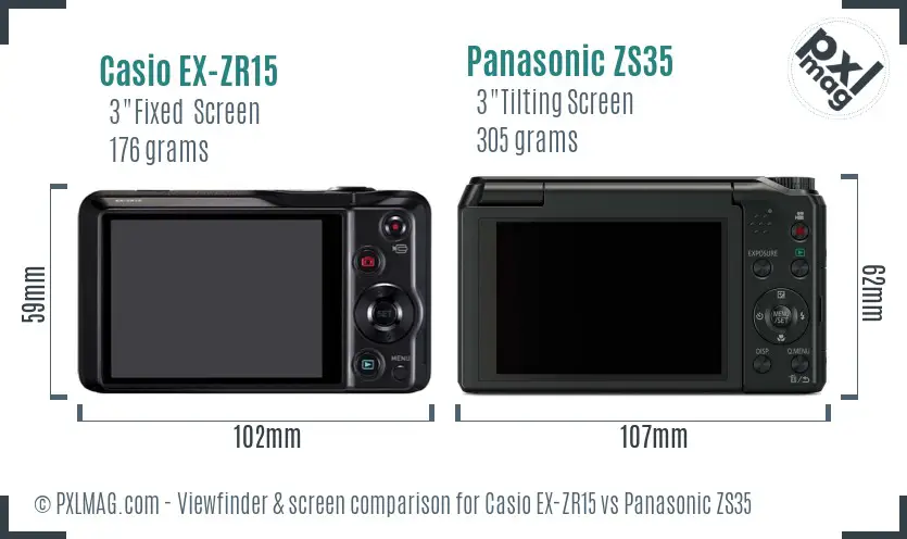 Casio EX-ZR15 vs Panasonic ZS35 Screen and Viewfinder comparison Casio EX-ZR15 vs Panasonic ZS35 Screen and Viewfinder comparison