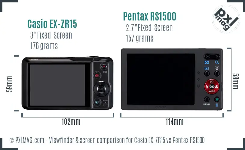 Casio EX-ZR15 vs Pentax RS1500 Screen and Viewfinder comparison Casio EX-ZR15 vs Pentax RS1500 Screen and Viewfinder comparison