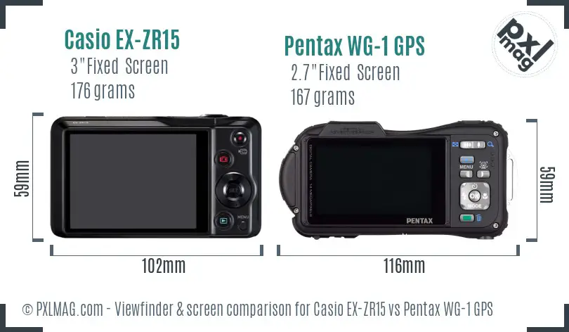 Casio EX-ZR15 vs Pentax WG-1 GPS Screen and Viewfinder comparison