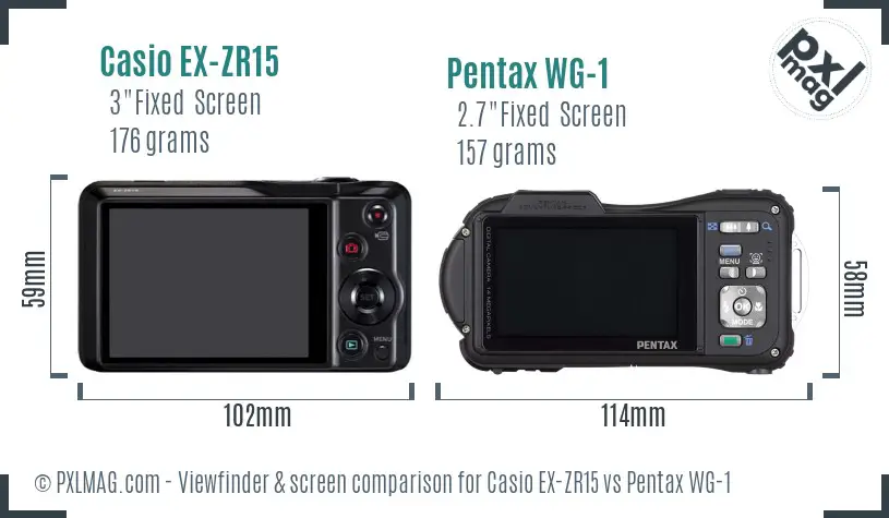 Casio EX-ZR15 vs Pentax WG-1 Screen and Viewfinder comparison