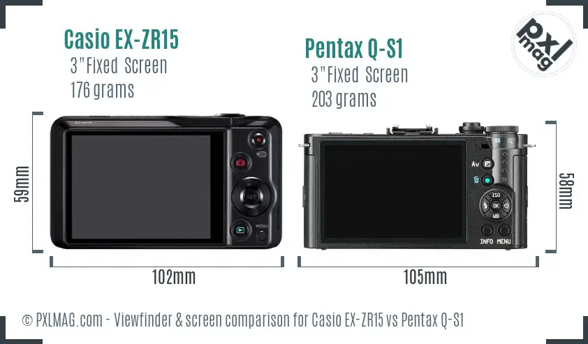 Casio EX-ZR15 vs Pentax Q-S1 Screen and Viewfinder comparison