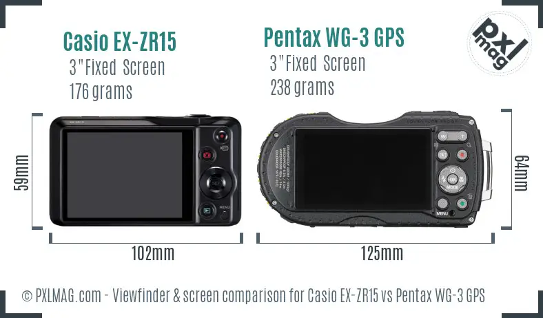 Casio EX-ZR15 vs Pentax WG-3 GPS Screen and Viewfinder comparison Casio EX-ZR15 vs Pentax WG-3 GPS Screen and Viewfinder comparison