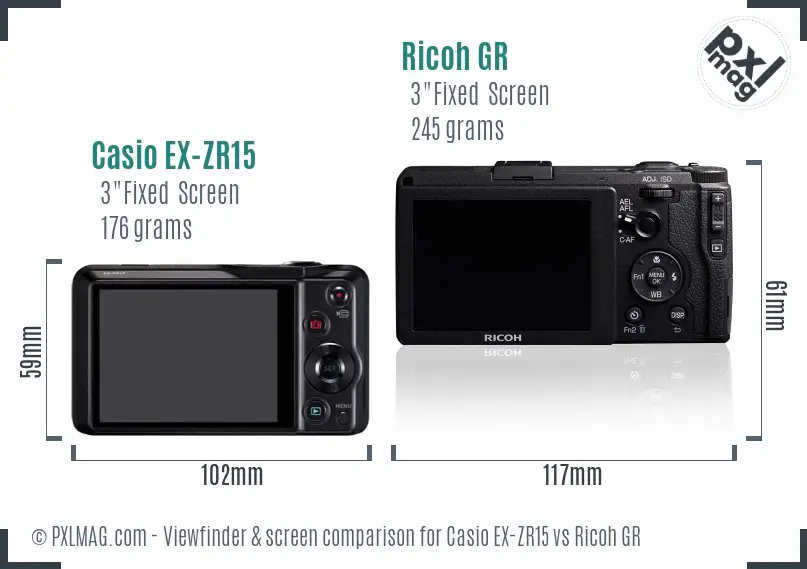 Casio EX-ZR15 vs Ricoh GR Screen and Viewfinder comparison Casio EX-ZR15 vs Ricoh GR Screen and Viewfinder comparison